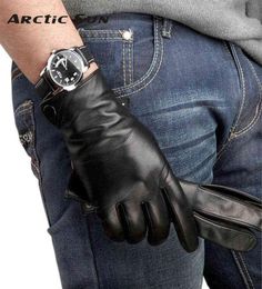 Fashion Men Real Sheepskin Gloves Wrist Solid Winter Lambskin Genuine Leather For Male Warm Driving Glove M001NC T2208156148471