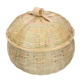 Dinnerware Sets Grocery Basket Storage Lid Small Bin Sundries Organiser Bamboo Weaving Tea Leaf