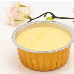 Disposable Dinnerware Round Golden 125ml No Lid Baking Mould Air Fryer Oven Foil Cake Cups High Temperature Resistant Aluminium Box