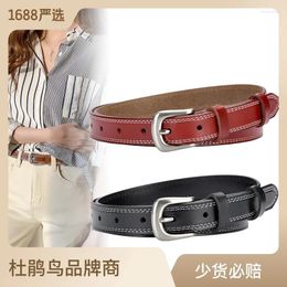 Belts Genuine Real Leather Women's Belt Lengthened Decorative Personalised Fine Needle Buckle Elastic White