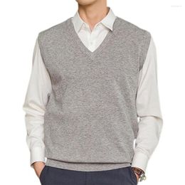 Men's Vests Arrival Solid Color Sweater Vest Men Cashmere Sweaters Sleeveless Warm V-neck Pullover Waistcoat For Daily Office Wear