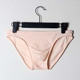 Underpants Ice Silk Soft Briefs Man Sexy Underwear Bulge Pouch Breathable Low Waist Panties Solid Comfortable Lingerie