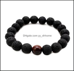 Beaded Strands Bracelets Jewellery Fashion Men Lava Beads Black Volcanic Rock Tiger Eyes Energy Stone Handmade Buddha Prayer Beaded 8594055