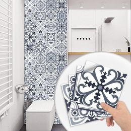 Wall Stickers 10pcs/set Grey Floral Ornament Floor Ground Sticker Kitchen Bathroom Ceramics Decals Waterproof Crystal Tile Art Mural