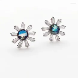 Stud Earrings Natural Real Dark Sapphire Flower Earring 925 Sterling Silver 4 4mm 0.35ct 2pcs Gemstone Fine Jewellery X23332