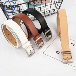 Belts White Casual Belt Women Luxury Designer Female Fashion Waist Belts Ladies Girls Solid Harajuku Korean Pu Waistband Jeans Pants Z0404