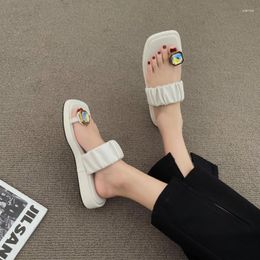 Sandals Thick Bottom Rhinestone Slippers Women's 2023 Summer Retro Go Out Non-slip Fashion Clip-on SlippersSandals SandalsSandals