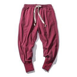 Men's Pants Spring Streetwear Men Harem Pants Casual Cotton Linen Trousers Korean Style Man Jogger Pants Baggy Pants Men 230404