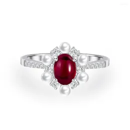 Cluster Rings 925 Silver 1ct Egg Shape Plain Bottom 5 7 Sugar Bean Fashion Versatile Ring Jewelry Women's Wedding