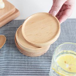 Table Mats 100Pcs/Lot Creative Bear Japanese Style Beech Wood Round Wooden Mat Tea Cup Tray Holder Pad Small Placemat Anti- Coasters