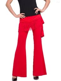 Stage Wear High Waist Ballroom Street Dance Festival Pants Women Festivals Classical Costume Ruffle Ballet Jazz Solid Color Trousers