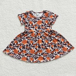 Girl Dresses Wholesale Baby Summer Western Cow Twirl Dress Short Sleeves Children Infant Boutique Toddler Knee Length Clothes