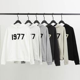 2023 designer hoodies essentialhoody 1977 New Autumn Winter Double Terry quality Letter Hooded Sweater Womens High Street FOG mens womens fashion couple hoodie S XL