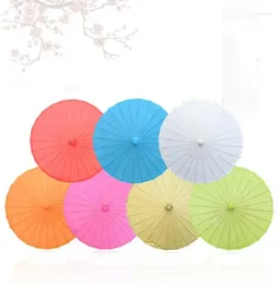 Umbrellas 20pcs/lot Children Size Small Chinese Art Craft Umbrella Blank Paper Long Handle Wedding Parasol 23.6inch 60cm SN1100