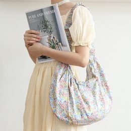 Evening Bags Hylhexyr Floral Casual Tote Single Shoulder Bag Fashion Pleated Messenger Satchel Cotton Canvas Handbag