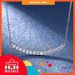 Fashion designer tiff necklace top Morsonite Sterling Silver S925 smile Necklace t home simple women's electroplating process American D-COLOR diamond 54UR