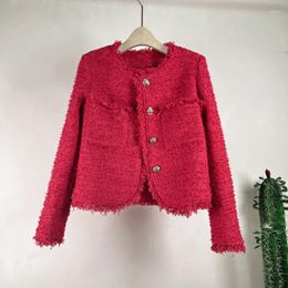 Women's Jackets High Street Luxury Small Fragrance Tweed Jacket For Autumn Winter Fried Tassel Short Coats French Vintage Outwear