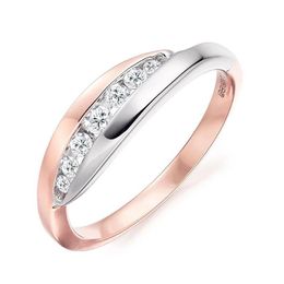 Wedding Rings Exquisite Simple Rose Gold Colour Two-tone Ring White Crystal For Women Anniversary Party Jewelry Gift