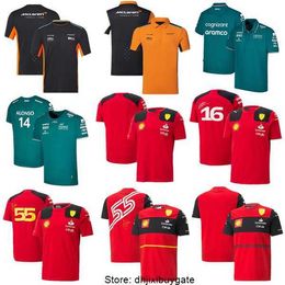 Formula F1 Racing Sets Carlos Sainz Charles Leclerc Fernando Alonso Set T-shirt Casual Breathable Polo Summer Car Motorsport Team Jersey Shirts