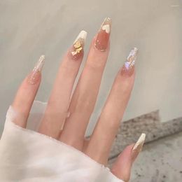 False Nails Manicure Gold Sheet Full Cover DIY Ballerina Fake Love Heart Long French