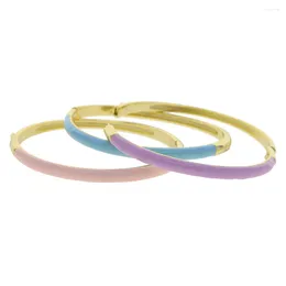 Bangle Multicolor Enamel Paved Pink Purple Blue With Brass Gold Plated Color Bracelet For Women Fashion Jewelry Classic