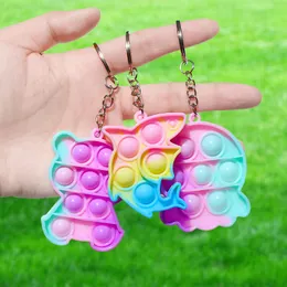 Pop Toys Fidget Keychain Finger Press Bubbles Decompression Toys Rainbow Keychain Pendant