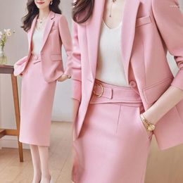 Two Piece Dress Formal Blazer 2-piece Set 2023 Autumn Winter Outfits Korean Female Office Ladies Business Work Jacket Skirt Sets