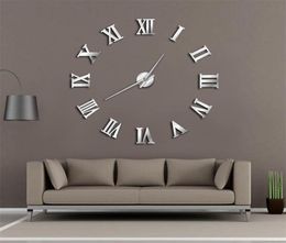 Modern DIY Large Wall Clock 3D Mirror Surface Sticker Home Decor Art Giant Wall Clock Watch With Roman Numerals Big Clock Y2001107087999