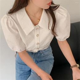 Women's Blouses Vintage Shacket Woman T-Shirts Clothes Elegant Tee Design Shirt White Top Short Sleeve Fashion Tunics Bow Tie Women's