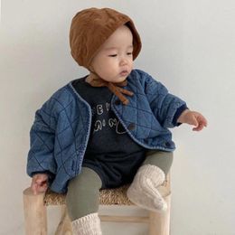 Jackets Winter Korean Style Baby Clothes Boys Girls Thicken Jacket Denim Down Loose Thick Warm Toddler Parka Quilted Coat