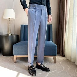 Men's Suits Homme British Style Business Formal Wear Suit Pants Men Clothing Solid Slim Fit Casual Office Straight Trousers Pure Colours G157