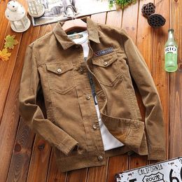 Men's Jackets Man Jacket Corduroy Coat Military Style Retro Cotton Lapel Plus Size Large Vintage American Casual Wear Mantle Men Drop