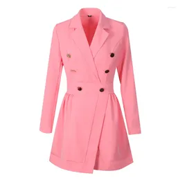 Women's Suits Double Breasted Blazer Dresses Suit 2023 Spring Women Dress Office Business Elegant Autumn Pink High Quality