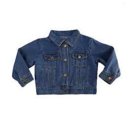 Clothing Sets 2-6Years Fashion Baby Girl Boy Fall Jeans Jacket Long Sleeve Pocket Denim Coat Children Age 1-6Y