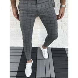 Men's Pants Jodimitty Plaid Men Pants Skinny Pants Men's Clothing Pantalon Trousers Pencil Pants Men's Ropa Hombre Men Smart Casual Pants 230404