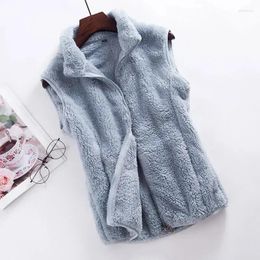 Women's Vests 2023 Autumn Winter Polar Fleece Vest Women Coat High Collar Zipper Sleeveless Jacket Warm Coral Velvet Female Waistcoat