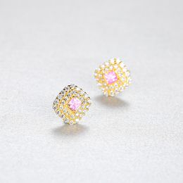 Designer Plated 18k Gold Colorful Gemstone Geometric Stud Earrings Geometric Design Classic Jewelry Fashion Sexy Women Luxury Earrings Accessories Gift