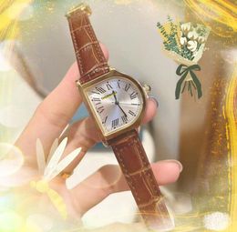 Top Quality Special Shape Roman Tank Dial Watch Women Fashion Casual Small Genuine Leather Strap Clock Luxury Quartz Movement Watches Montre De Luxe Perfect Gifts