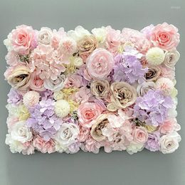 Decorative Flowers Aritificial Rose Flower Wall Panels For Wedding Baby Shower Birthday Party Pography Backdrop Decoration Supplies