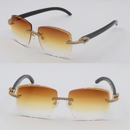 New Lens Model Moissanite Diamond Set Sunglasses for women Man Original Black Buffalo Horn Rimless for Women Sun Glasses Male Female Glasses Luxury Glasses Hot