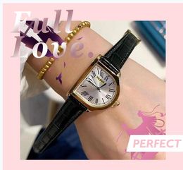 Famous Small Dial Lovers Watch Luxury Fashion Women Quartz Battery Super Bright Genuine Leather Strap Ultra Thin Tank Series gold silver cute watches gifts