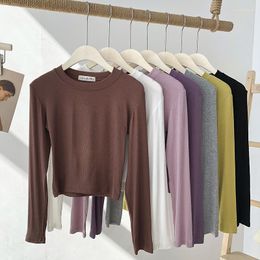 Women's T Shirts 7 Colors Women Slim Full Sleeve Half Turtleneck Cropped Tee Lady Stretchy Soft Crop Tops T-shirts For Girls Autumn Spring