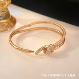 Designer Brand TFF 18k gold studded diamond knot bracelet with a female niche design simple and luxurious inset bracelet rose gold full diamond bracelet