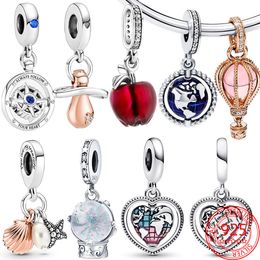 925 silver Fit Pandora Original charms DIY Pendant women Bracelets beads New Star Pearl Pendant Family Spinning Heart Globe Dangle