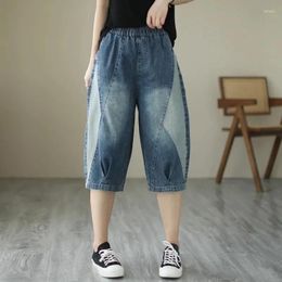 Women's Pants High Waisted Denim Woman Patchwork Cropped Trousers For Womens Baggy Jeans Female Clothes Large Size Casual Harem Pant 2XL