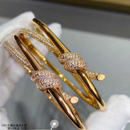 Hot Picking TFF Knot Bracelet Womens Sterling Silver 18k Gold Cross Diamond Free Knot Bracelet Ins Simple and Hot Pickingable URFC