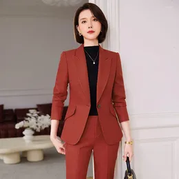 Women's Two Piece Pants High Quality Fabric Pantsuits Blazers Femininos For Women Autumn Winter Formal Professional OL Styles Business Work