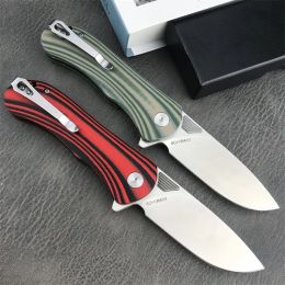 Tactical Two-Tone G10 Folding Knife 3.5" 8Cr13MoV Satin Plain Blade Striped Camping Hunting Survival Outdoor Pocket with Clip