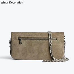 femme Crossbody Handbag Genuine Leather Chain Ladie Bandolera Mujer Wing Decoration Bags For Women Messenger Shoulder Bolsas