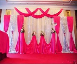 Party Decoration 10FTX20FT With Swag Wedding Backdrop Curtain Background/Wedding Romantic Ice Silk Stage Curtains Hanging Drapes